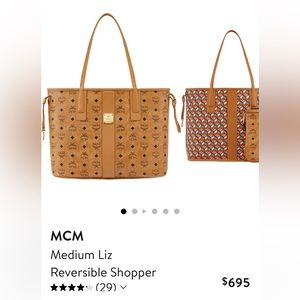 MCM Medium Liz Reversible Shopper in Visetto/ Cognac.